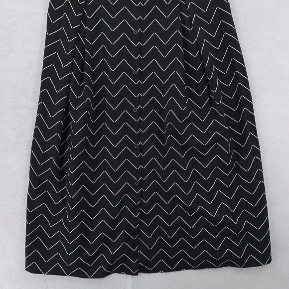 Who What Wear Chevron Striped Midi Dress Black Ruffle Sleeves Womens Medium - Picture 3 of 7